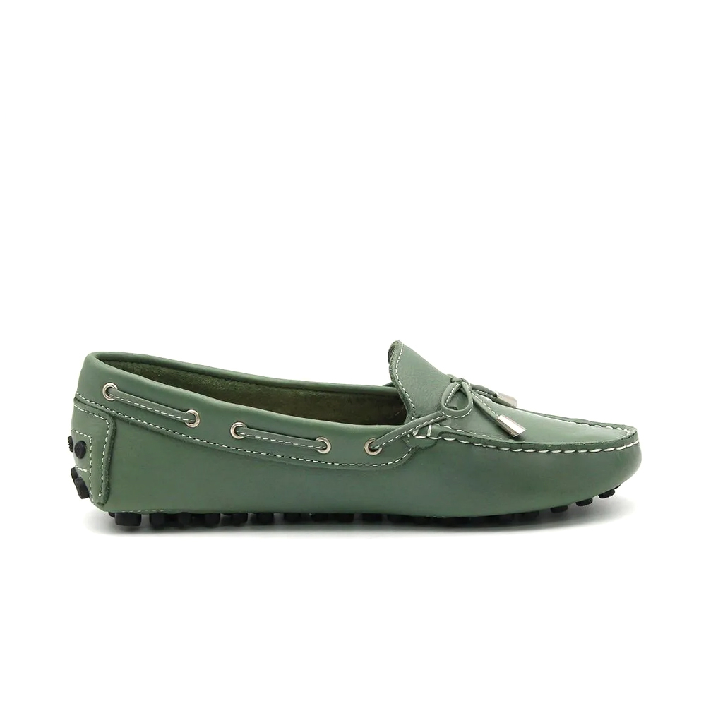 Mocassim Feminino Dot em Couro Alfa Verde Militar - 3352AM