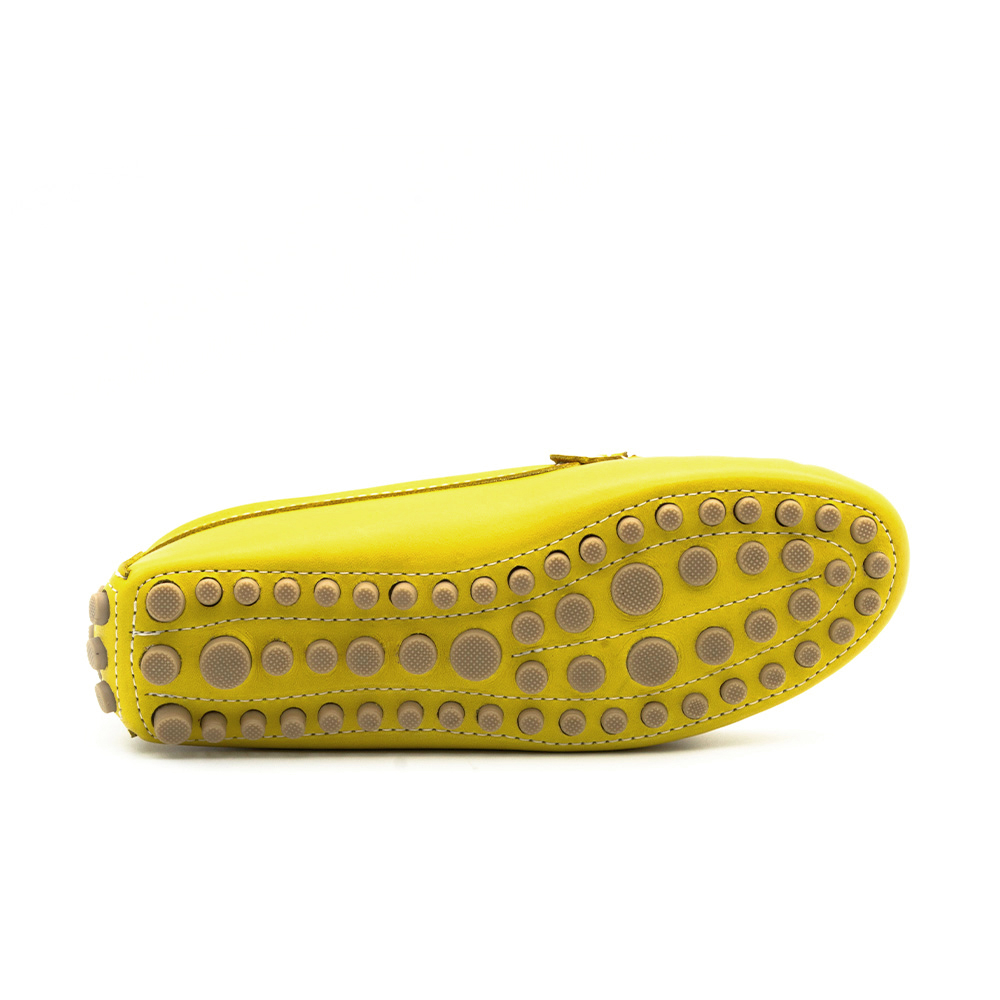 Mocassim Feminino Dot em Couro Bison Amarelo - 3589BV