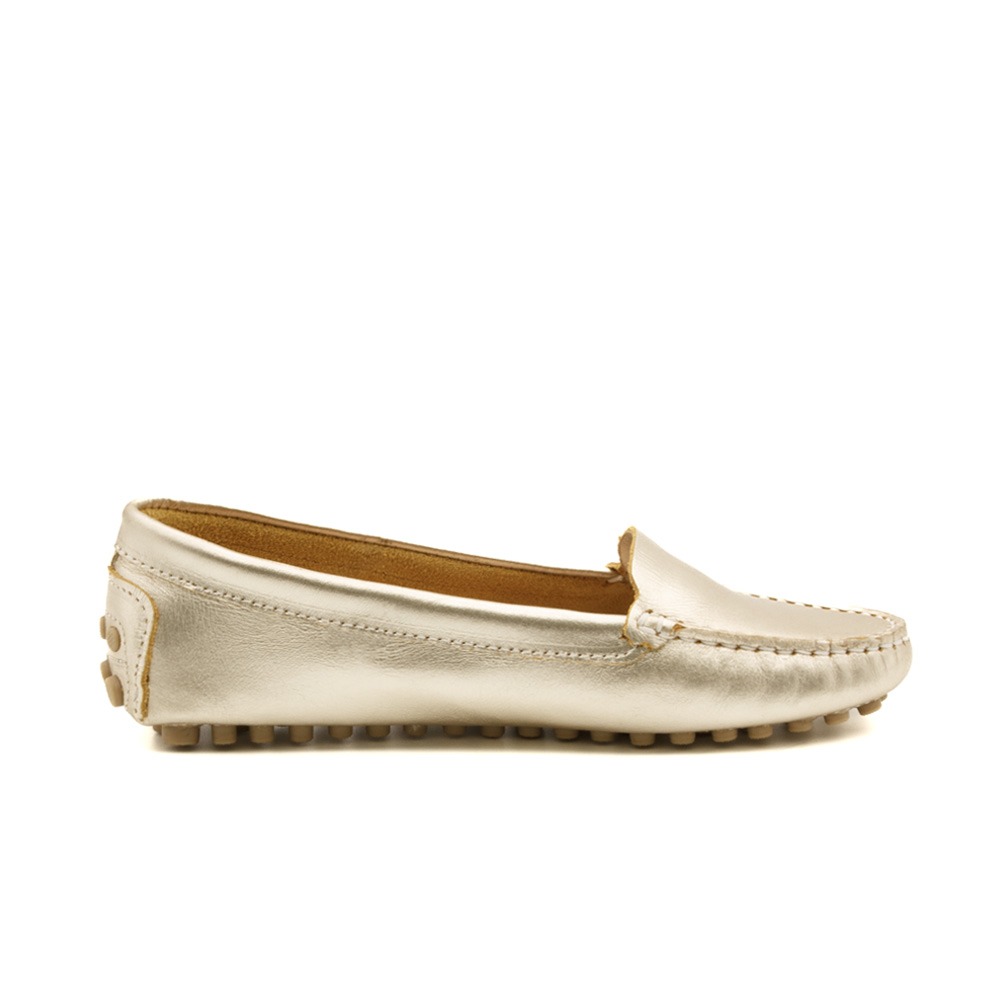 Mocassim Feminino Dot em Couro Metalic Ouro - 3335MO