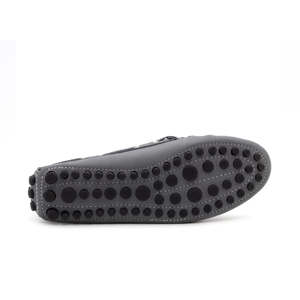 Mocassim Feminino Dot em Couro Nobuck Cinza Escuro - 3352NC