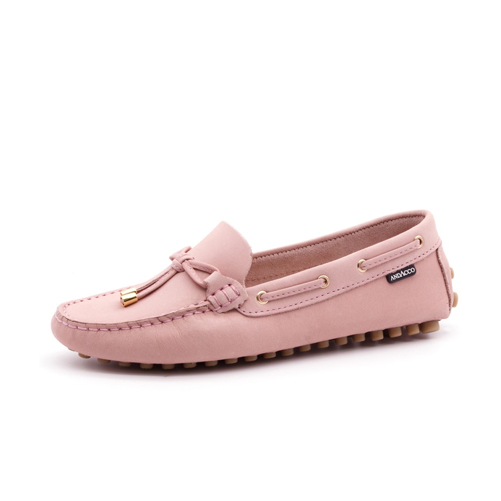 Mocassim Feminino Dot em Couro Nobuck Pink - 3609NP