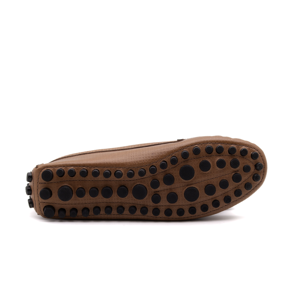 Mocassim Feminino Dot em Couro Quadros Marrom - 3335PM