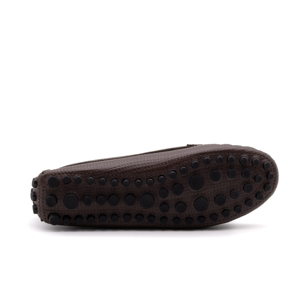 Mocassim Feminino Dot em Couro Quadros Tabaco - 3335PT