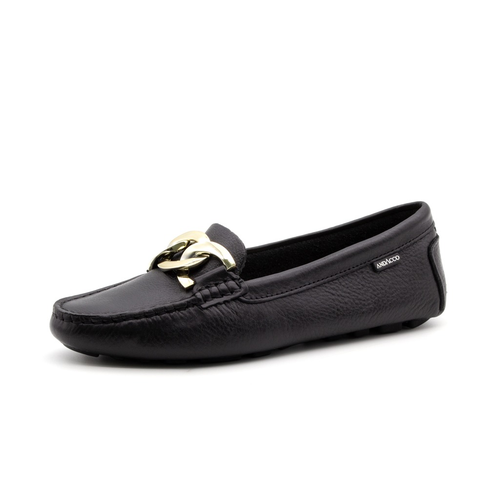 Mocassim Feminino em Couro Alfa Preto - 3606AP