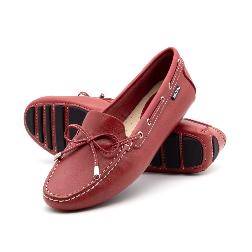 Mocassim Feminino em Couro Alfa Rubi - 3352AR