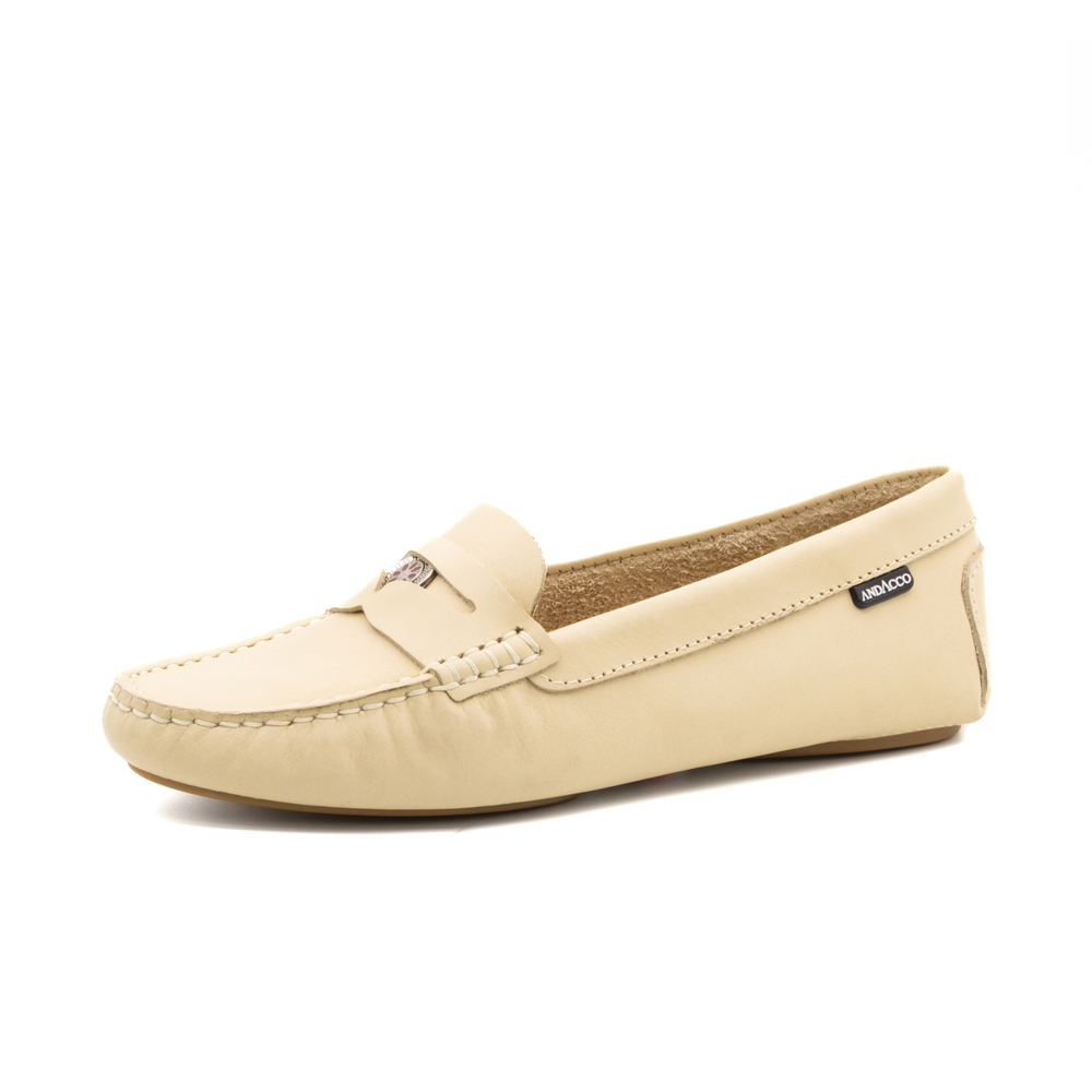 Mocassim Feminino em Couro Bison Marfim - 3626BM