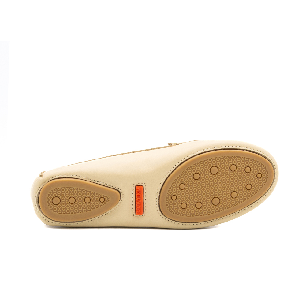 Mocassim Feminino em Couro Bison Marfim - 3626BM