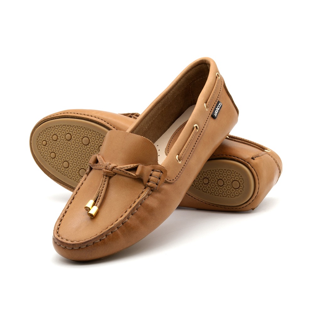 Mocassim Feminino em Couro Gales Camel - 3609GC