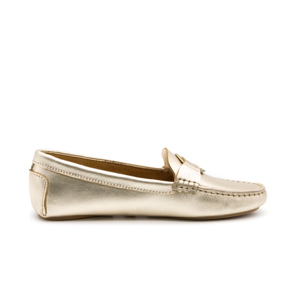 Mocassim Feminino em Couro Metalic Ouro - 3625MO