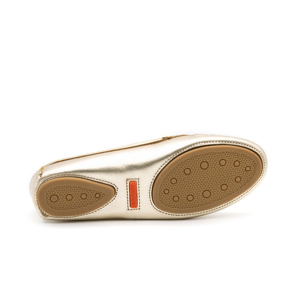 Mocassim Feminino em Couro Metalic Ouro - 3625MO