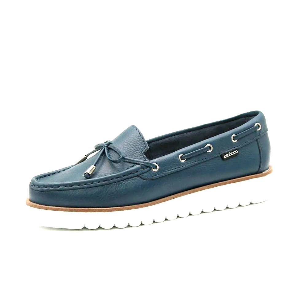 Mocassim Feminino Isa em Couro Alfa Azul - 41104AA