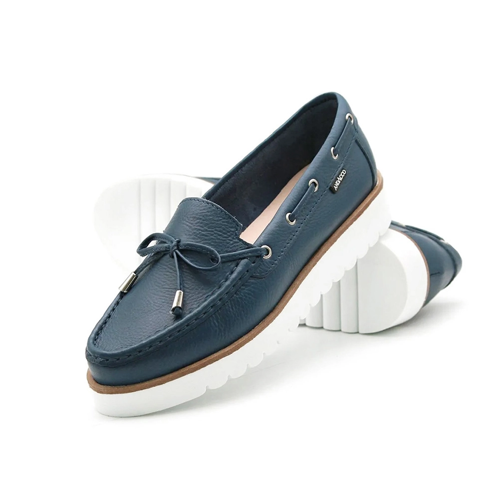 Mocassim Feminino Isa em Couro Alfa Azul - 41104AA