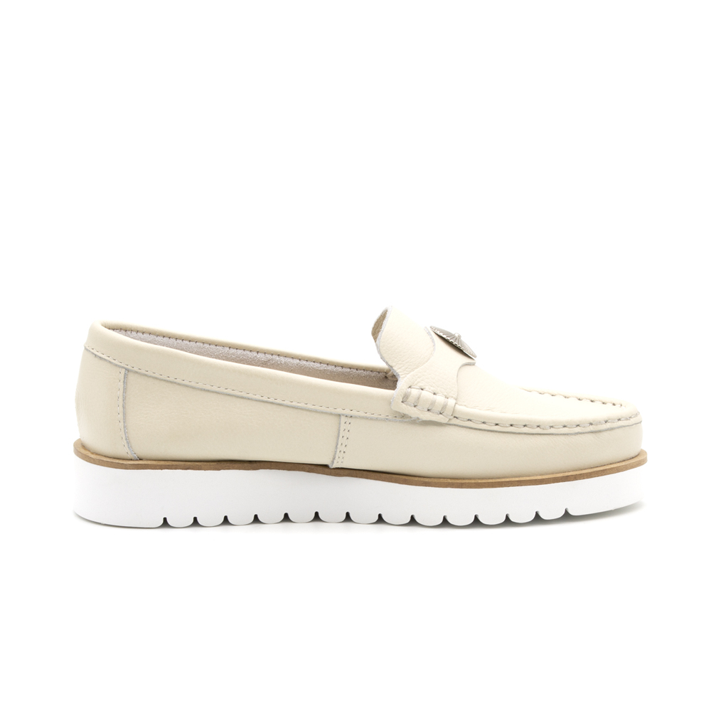 Mocassim Feminino Isa em Couro Alfa Off White - 41120AO