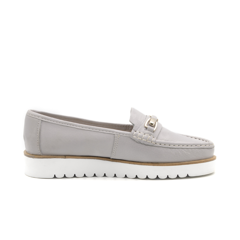 Mocassim Feminino Isa em Couro Alfa Pale Blue - 41109AP