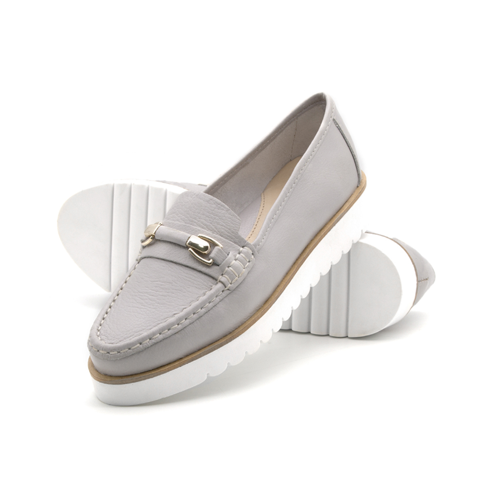 Mocassim Feminino Isa em Couro Alfa Pale Blue - 41109AP