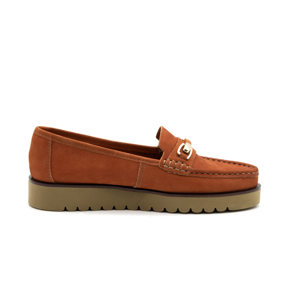 Mocassim Feminino Isa em Couro Nobuck Conhaque - 41109NC