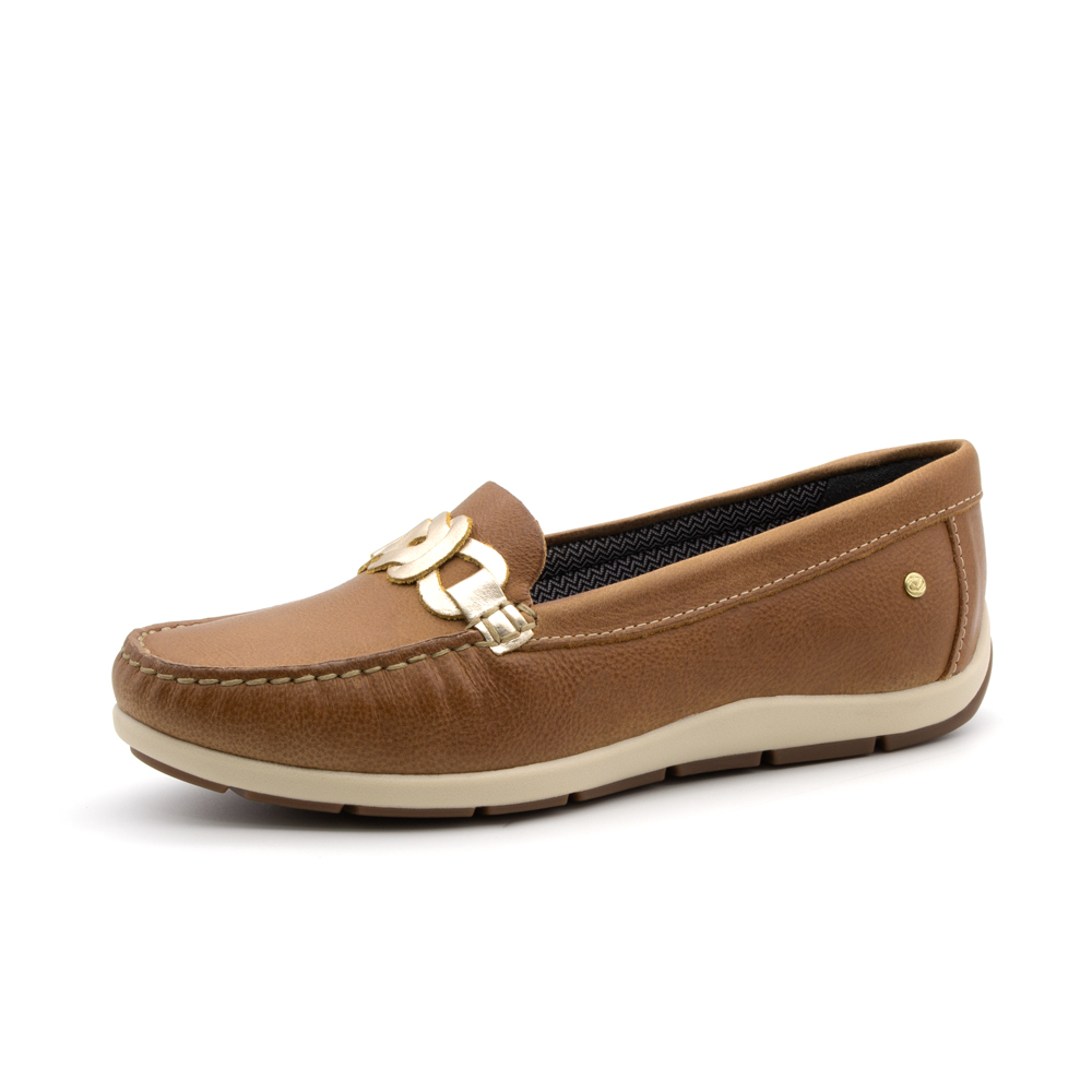 Mocassim Feminino Julia em Couro Senna Tan - 47003ST