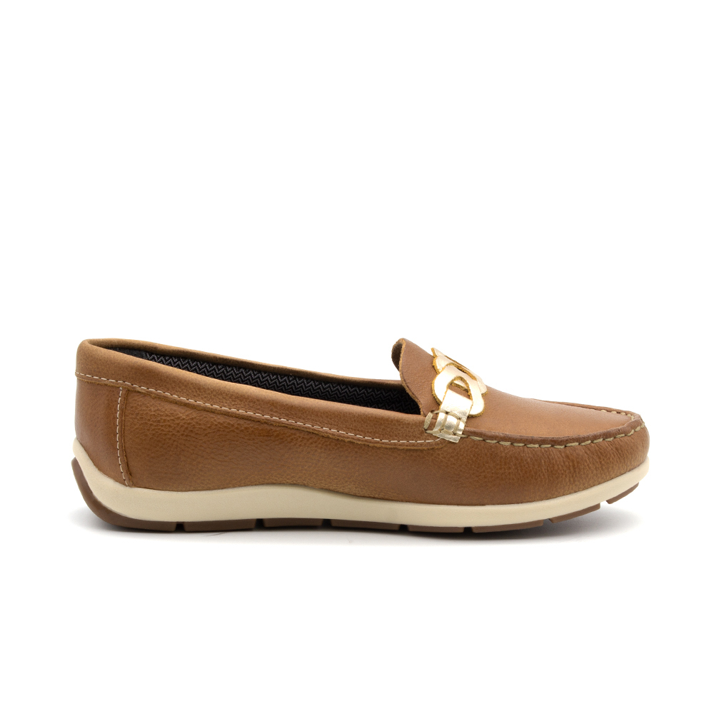 Mocassim Feminino Julia em Couro Senna Tan - 47003ST