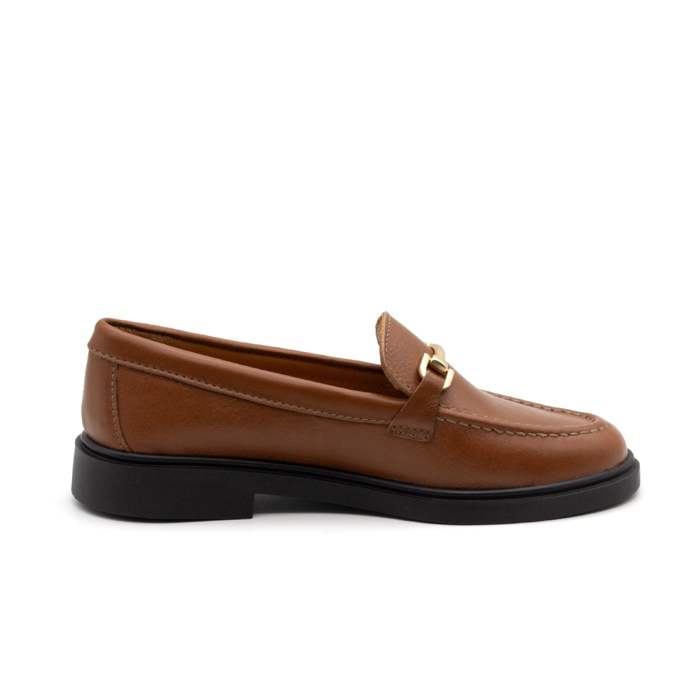 Mocassim Feminino Loafer em Couro Alfa Conhaque - 3901AC