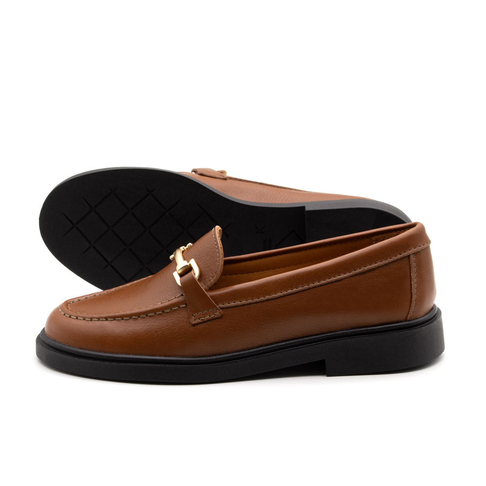 Mocassim Feminino Loafer em Couro Alfa Conhaque - 3901AC