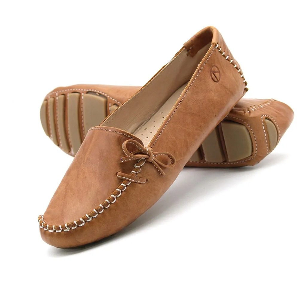 Mocassim Feminino Malta em Couro Crush Caramelo - 2300CC