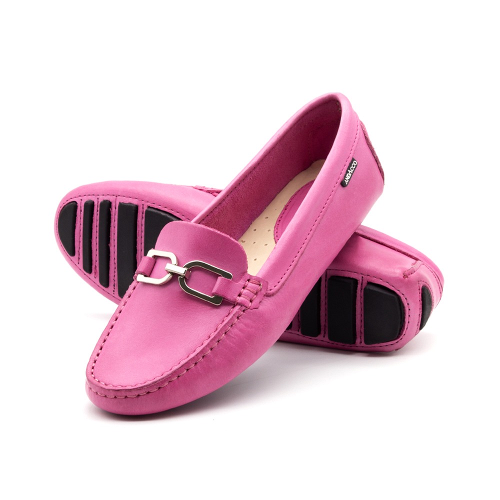 Mocassim Feminino Paris em Couro Gales Rosa - 3629GR