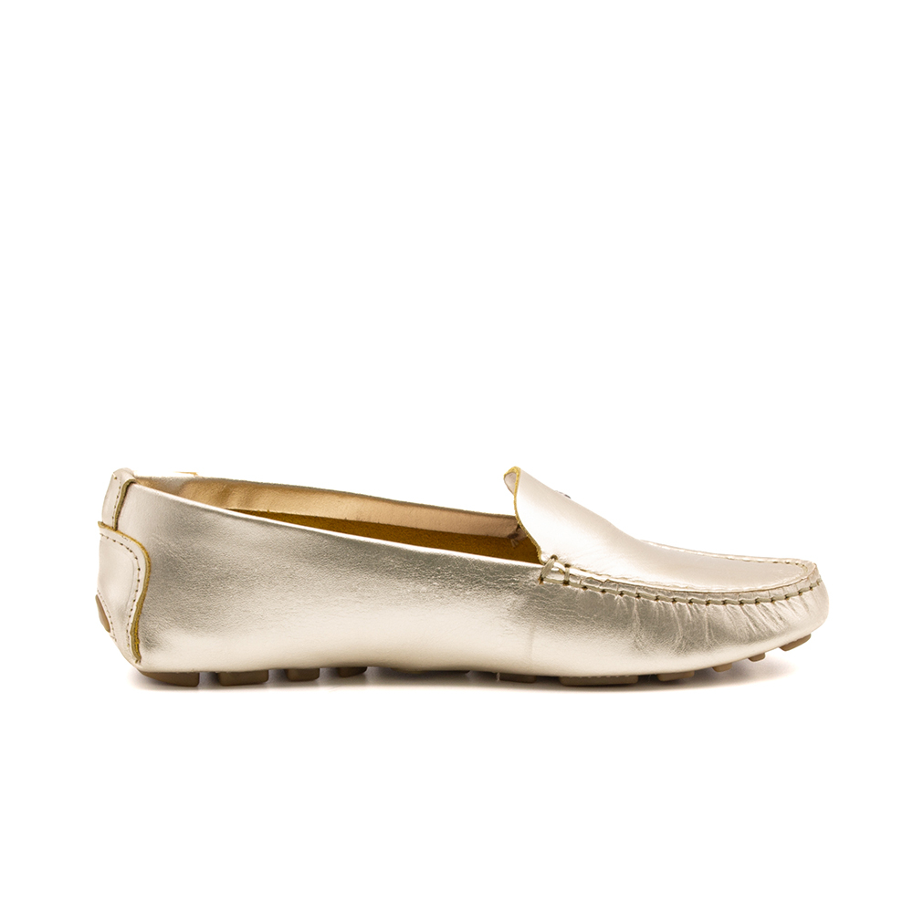 Mocassim Feminino Paris em Couro Metalic Ouro - 3628MO