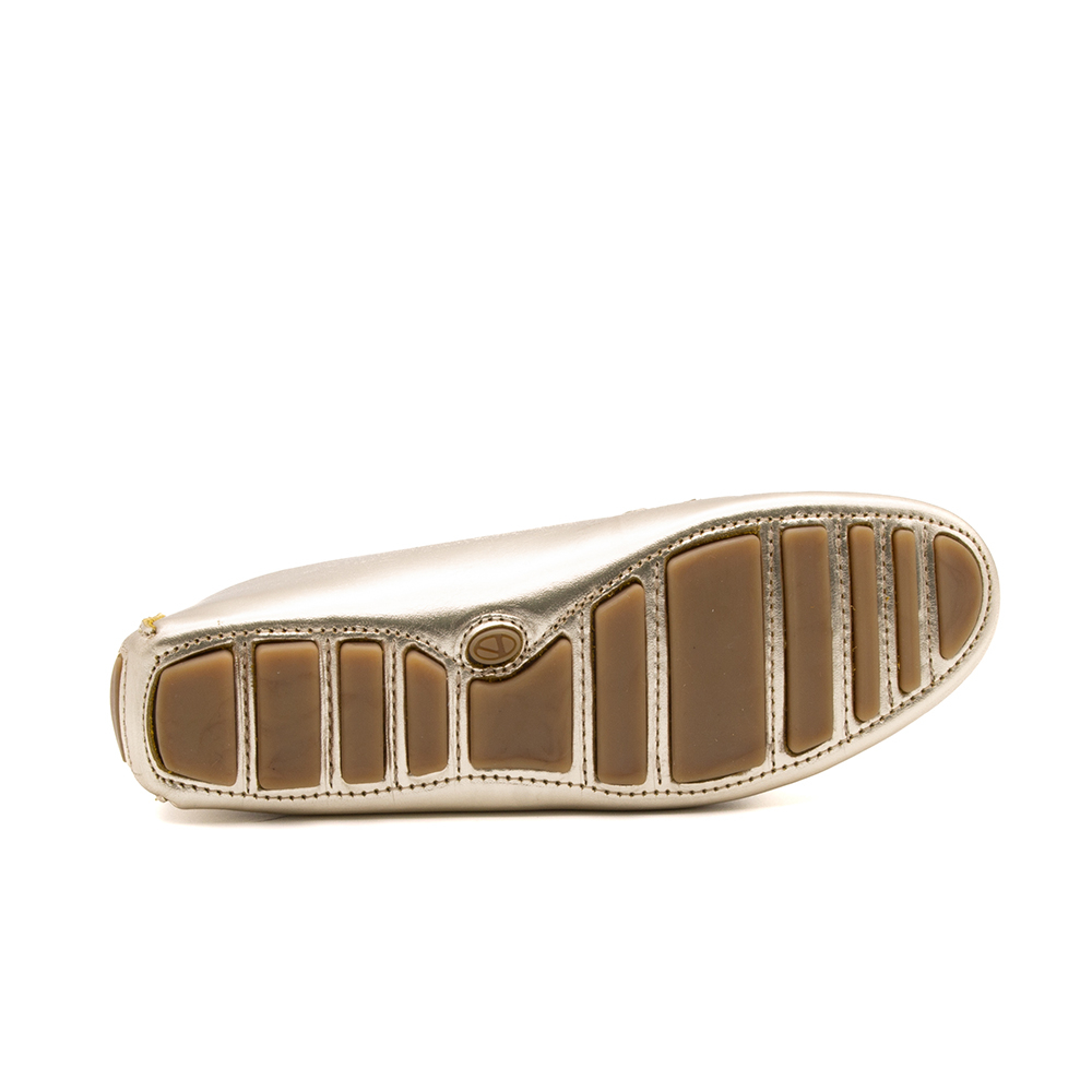 Mocassim Feminino Paris em Couro Metalic Ouro - 3628MO