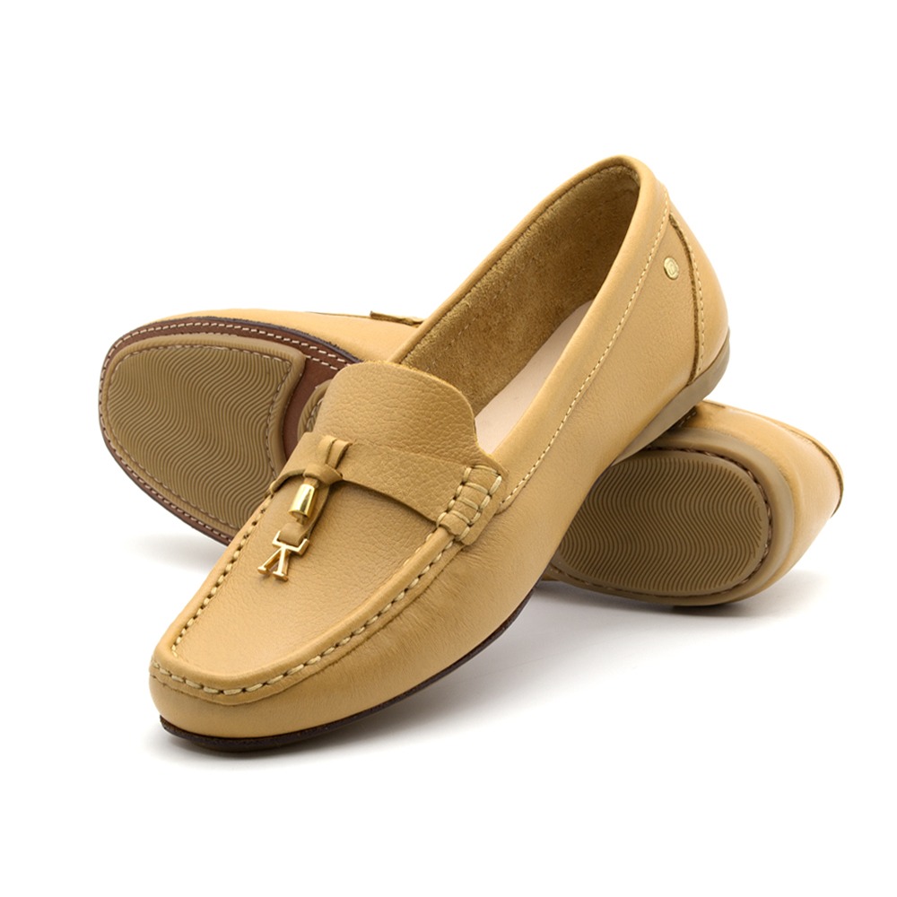 Mocassim Feminino Soleil em Couro Alfa Mel - 45015AM