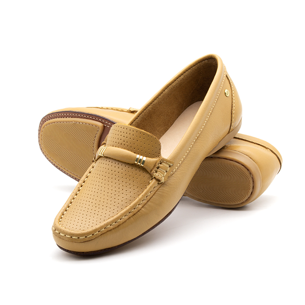 Mocassim Feminino Soleil em Couro Alfa Mel- 45016AM