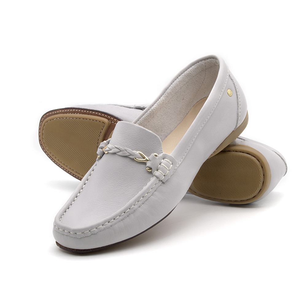 Mocassim Feminino Soleil em Couro Alfa Pale Blue - 45011AP