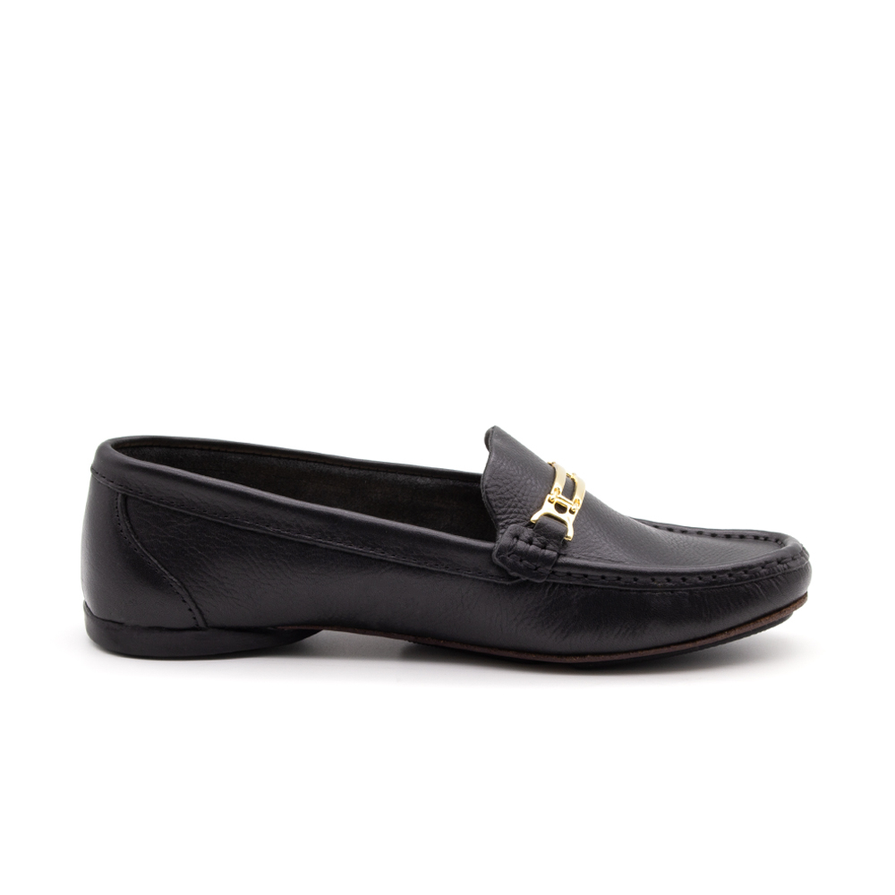 Mocassim Feminino Soleil em Couro Alfa Preto - 45012AP