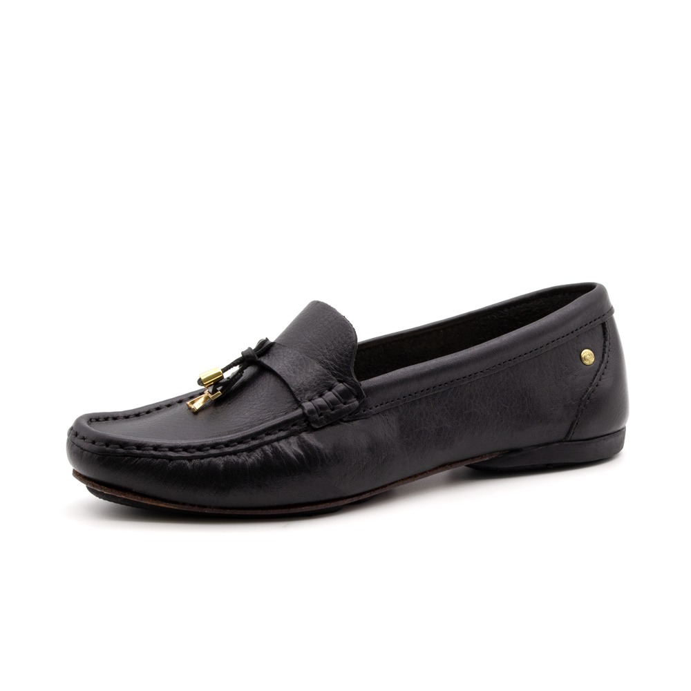 Mocassim Feminino Soleil em Couro Alfa Preto - 45015AP