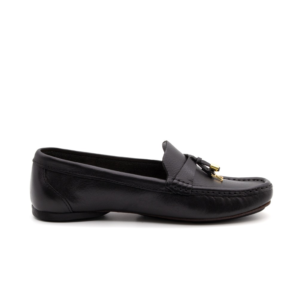 Mocassim Feminino Soleil em Couro Alfa Preto - 45015AP