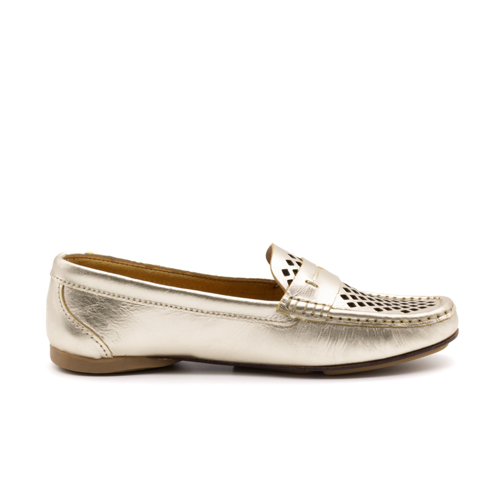 Mocassim Feminino Soleil em Couro Metalic Ouro - 45020MO