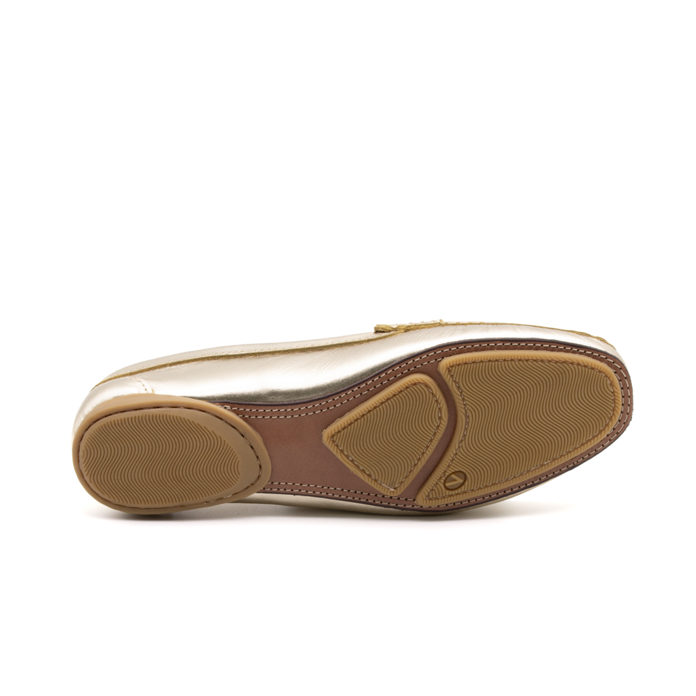 Mocassim Feminino Soleil em Couro Metalic Ouro - 45020MO