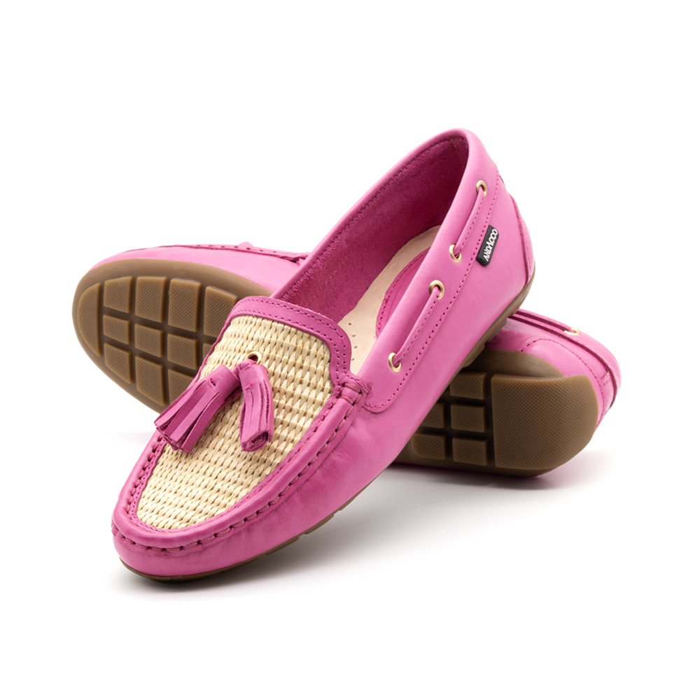 Mocassim Feminino Tropical em Couro Gales Rosa - 3638GR