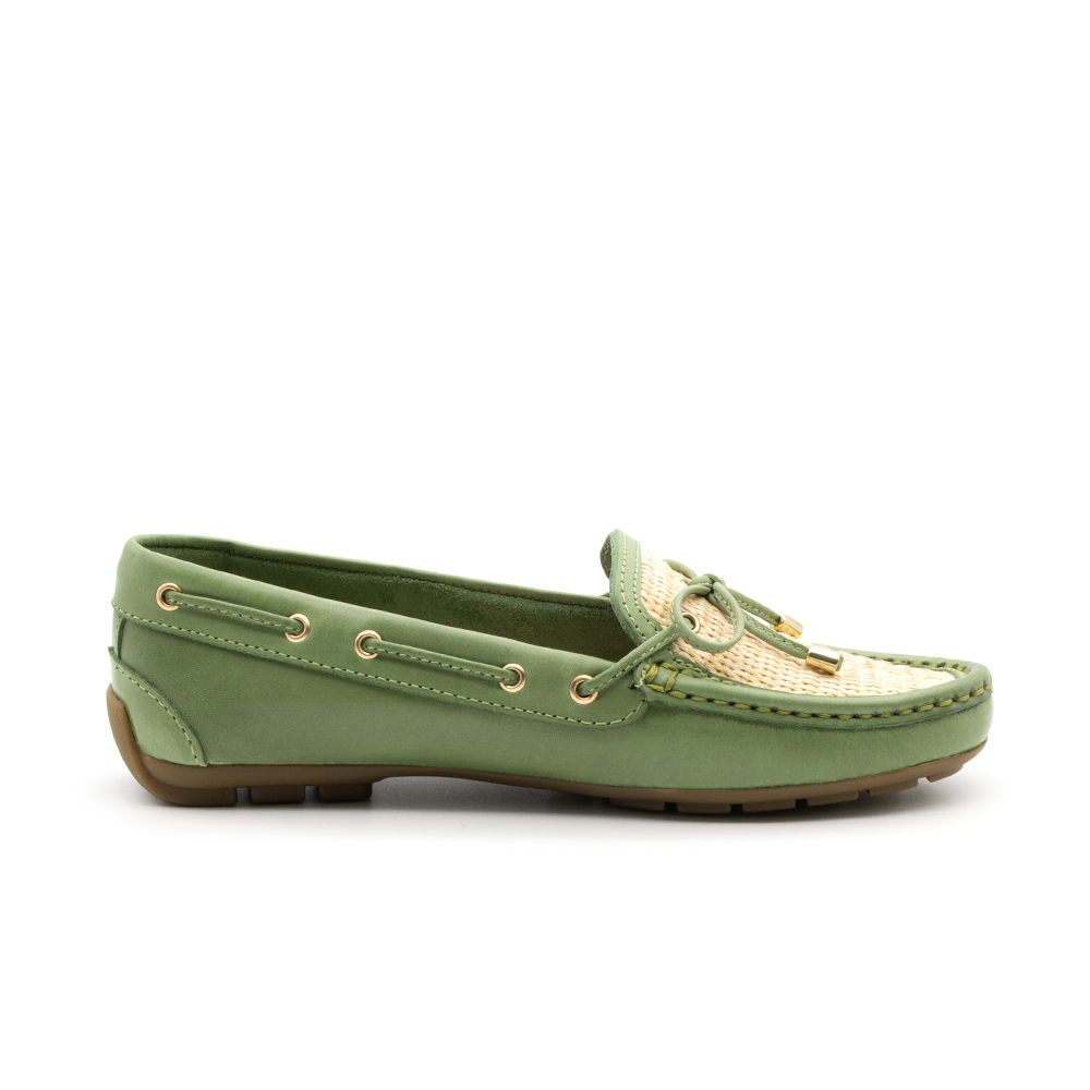 Mocassim Feminino Tropical em Couro Gales Verde - 3639GV