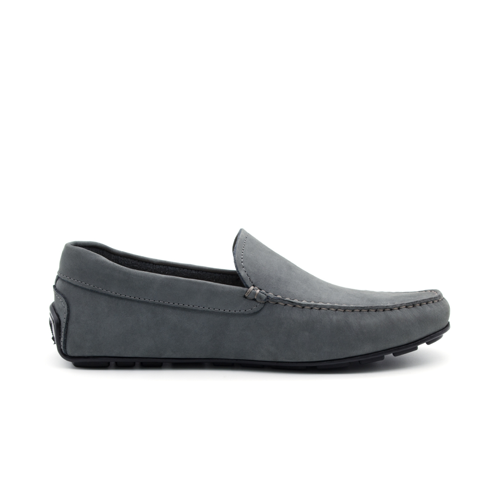 Mocassim Masculino Boss em Couro Nobuck Cinza Escuro - 9850NC