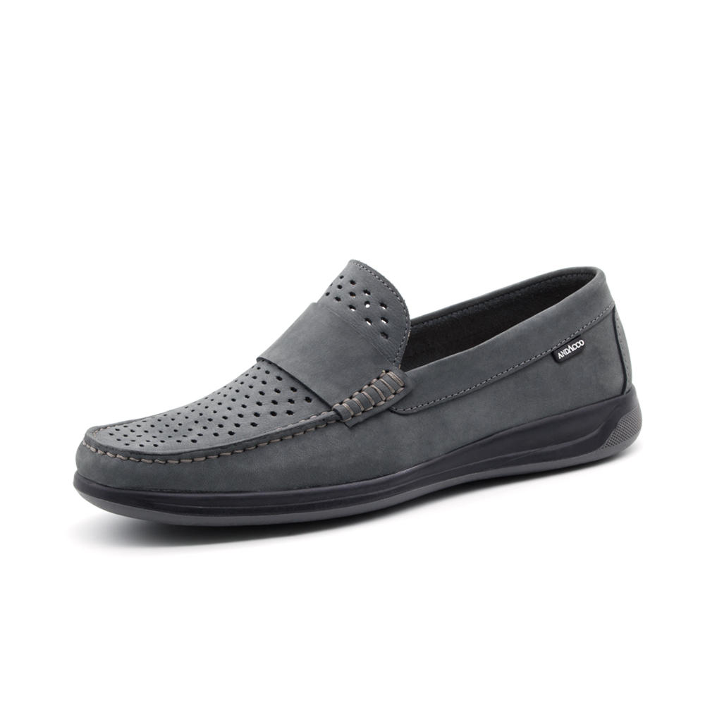 Mocassim Masculino Freetz em Couro Nobuck Cinza - 98182NC