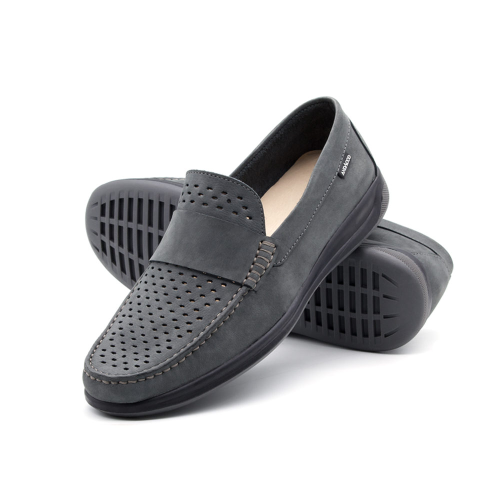 Mocassim Masculino Freetz em Couro Nobuck Cinza - 98182NC