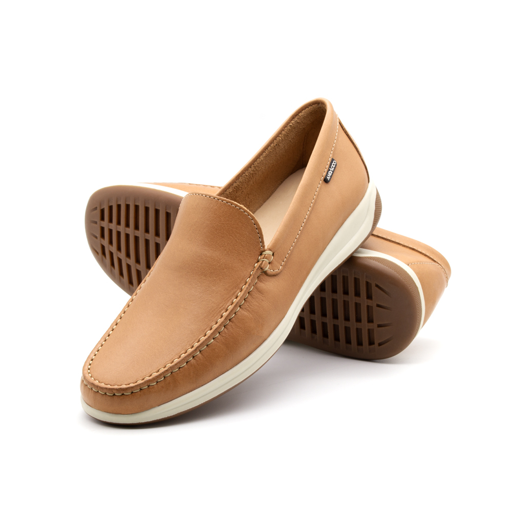 Mocassim Masculino Fretz em Couro Gales Camel - 9838GC