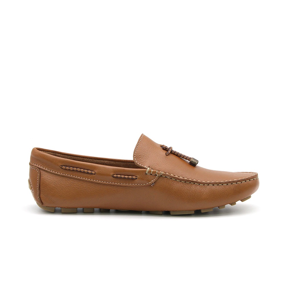 Mocassim Masculino Paris em Couro Alfa Caramelo - 98137AC