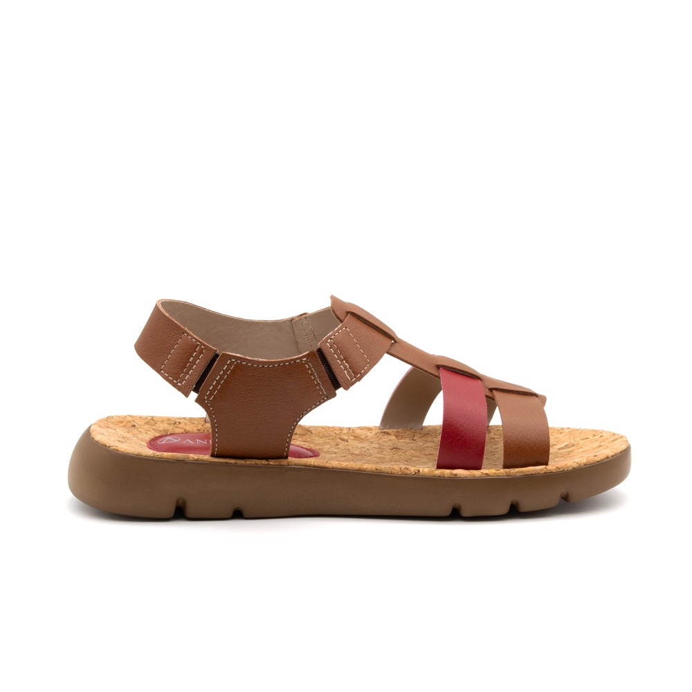 Sandália Flatform Bonnie em Couro Alfa Conhaque - 1192AC