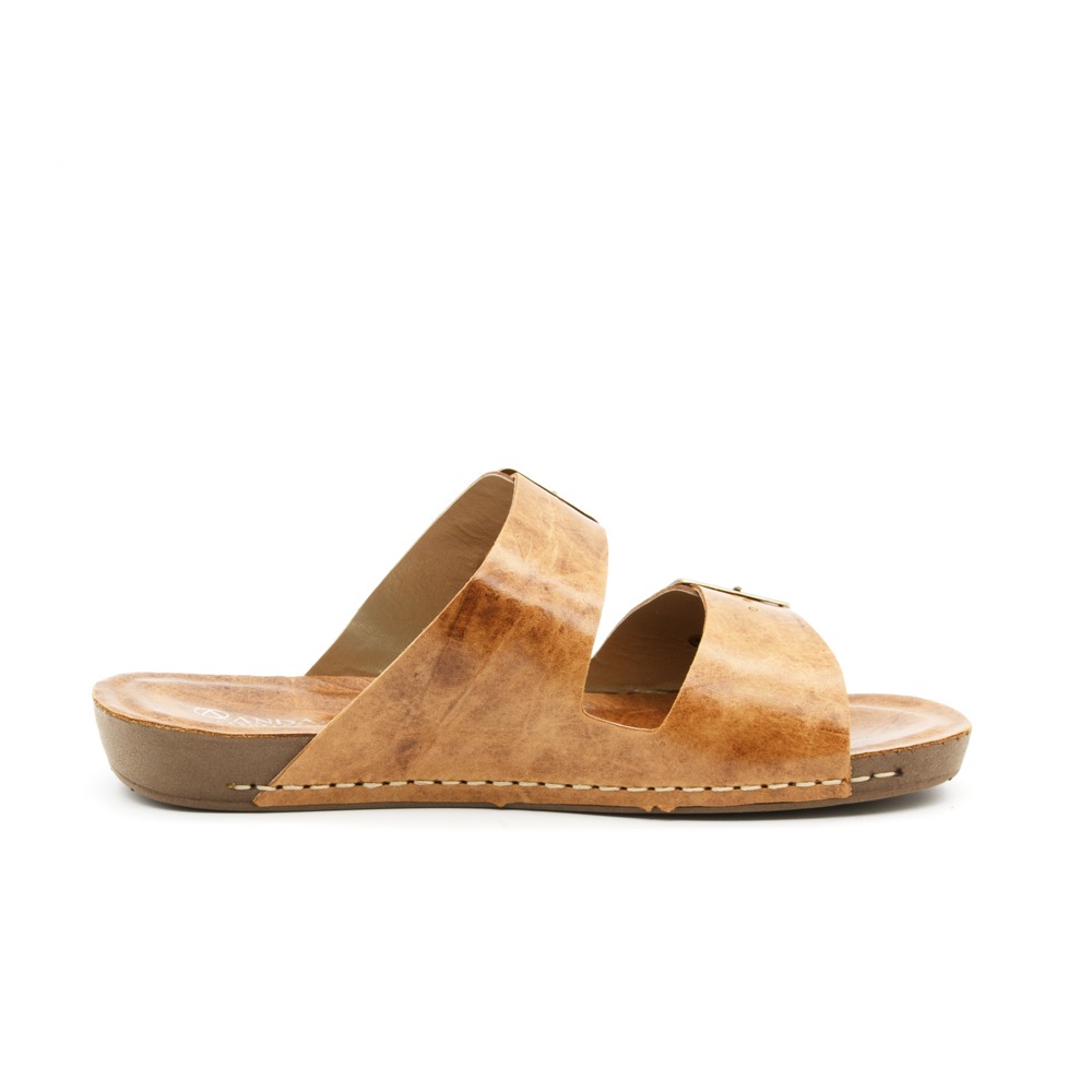 Sandália Flatform Goa em Couro Crush Caramelo - 14260CC