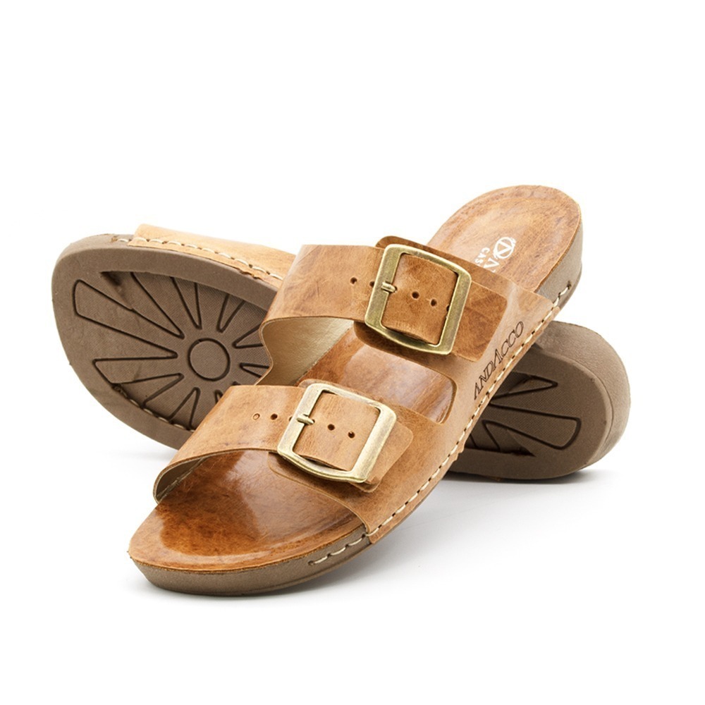 Sandália Flatform Goa em Couro Crush Caramelo - 14260CC