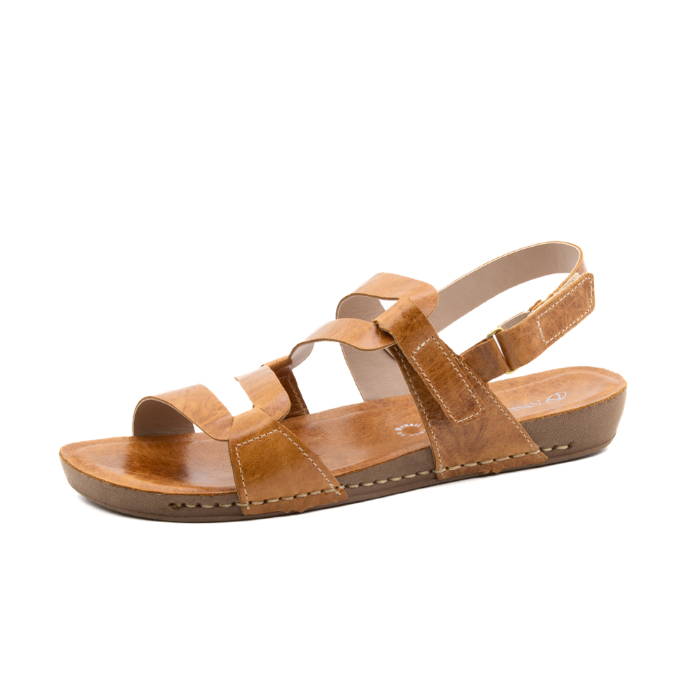 Sandália Flatform Goa em Couro Crush Caramelo - 14269CC