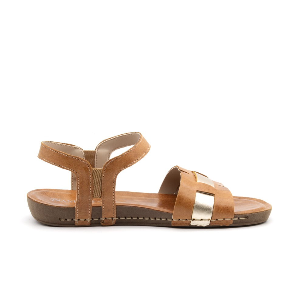 Sandália Flatform Goa em Couro Crush Caramelo - 14282CC