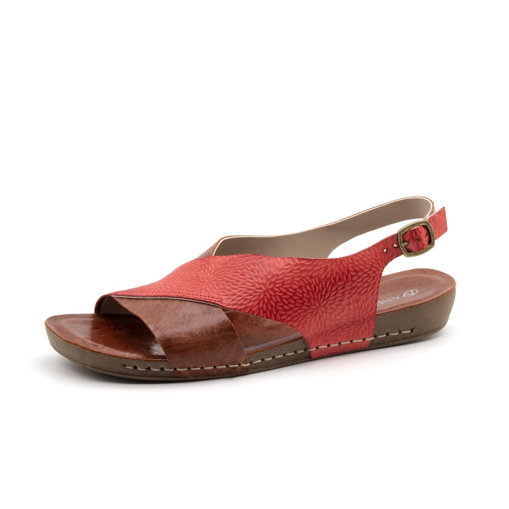 Sandália Flatform Goa em Couro Crush Rust - 14284CR