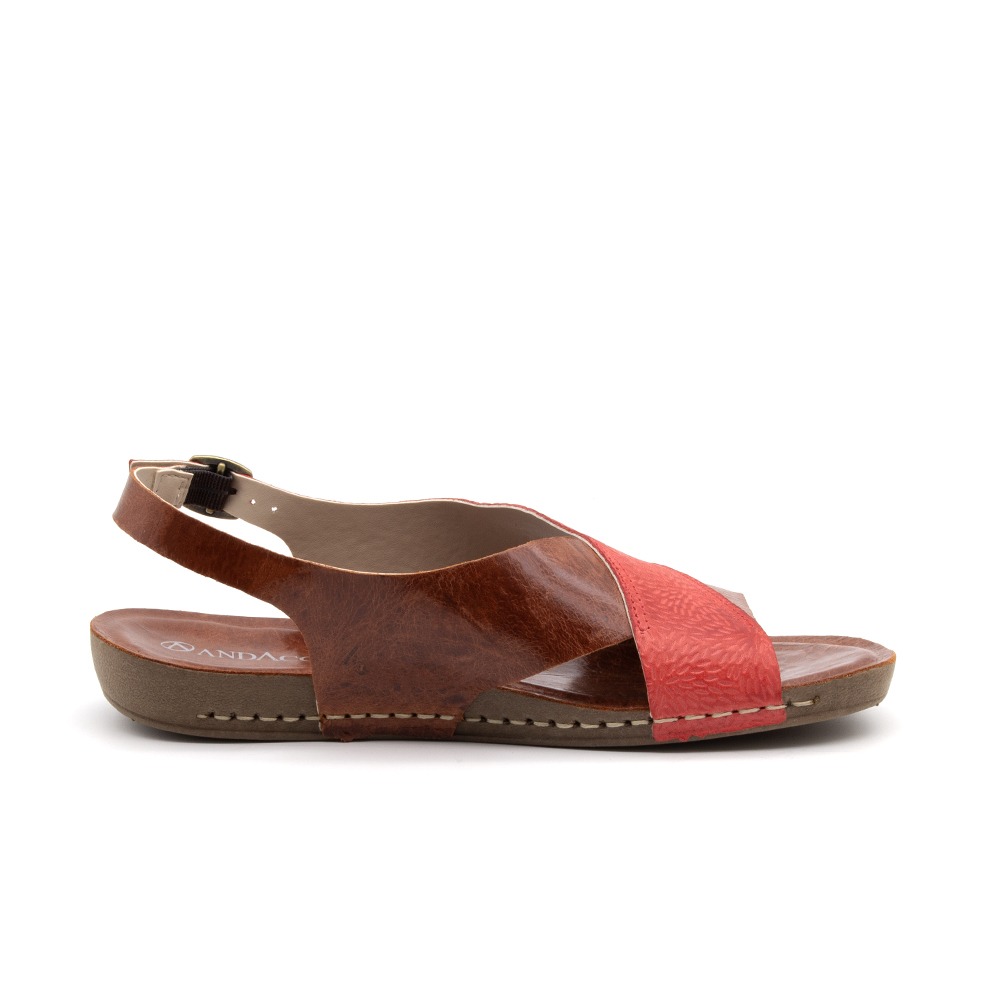 Sandália Flatform Goa em Couro Crush Rust - 14284CR